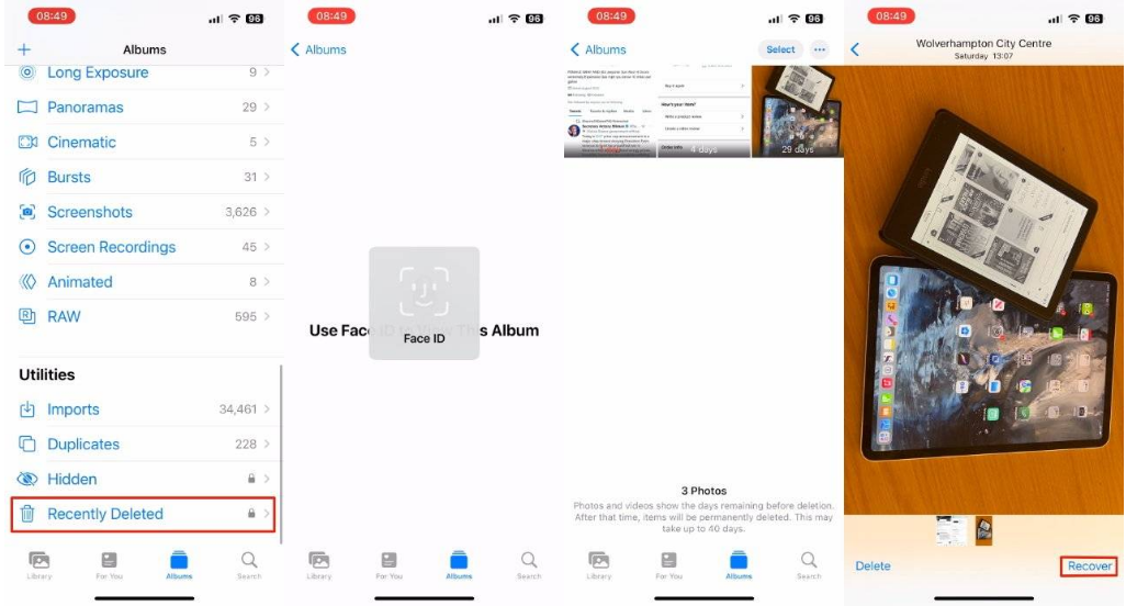中沙苹果14维修分享 iPhone14 上恢复已删除的照片 