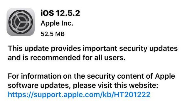中沙苹果手机维修分享iOS12.5.2发布，建议所有老苹果用户安装 
